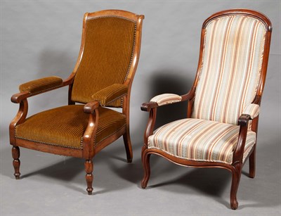 Lot 384 - Two Louis Philippe Upholstered Walnut Open...