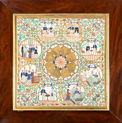 Lot 1367 - Cut and Painted Paper Scherenschnitte Picture...