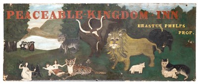 Lot 1359 - Painted Wood Inn Sign Inscribed Peaceable...