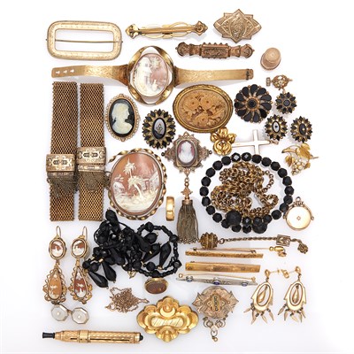 Lot 1806 - Group of Antique Gold, Low Karat Gold, Gold-Filled, Silver and Metal Jewelry and Fragments