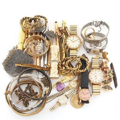 Lot 1820 - Group of Costume Jewelry, Watches, Pens and Fragments
