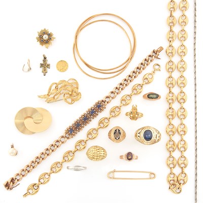 Lot 1551 - Group of Gold, Low Karat Gold and Gold-Filled Jewelry and Fragments