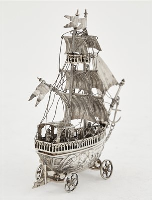 Lot 313 - German Sterling Silver Miniature Nef Nuremburg,...