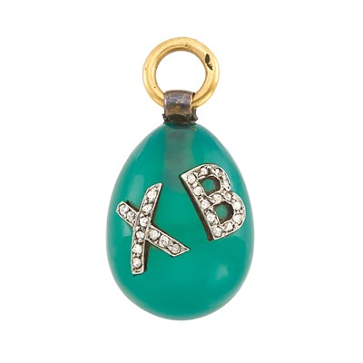 Lot 165 - Russian Jeweled Chrysoprase Pendant Egg Circa...