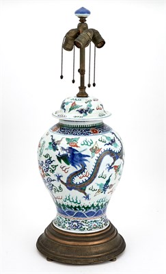 Lot 228 - Chinese Polychrome Decorated Porcelain Jar...