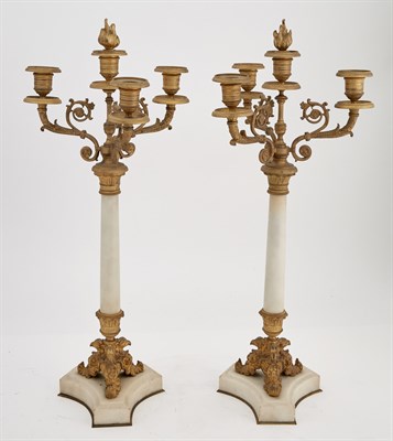 Lot 411 - Pair of Empire Style Gilt-Bronze and White...