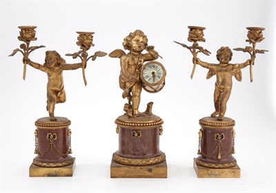 Lot 384 - Louis XVI Style Gilt-Bronze and Red Marble...
