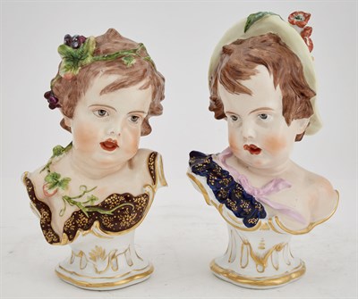 Lot 404 - Pair of Continental Painted Porcelain Busts of...