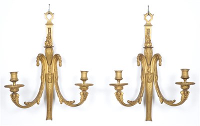 Lot 435 - Pair of Louis XVI Style Gilt-Bronze Two-Light...