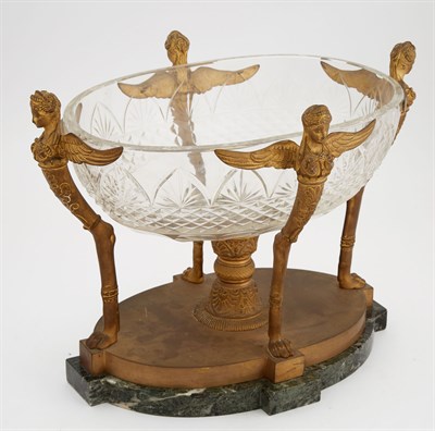 Lot 124 - Empire Style Gilt-Bronze, Glass and Green...