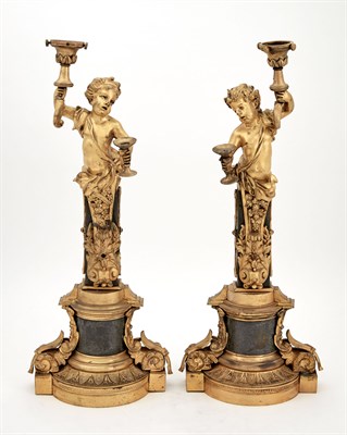 Lot 156 - Pair of Louis XVI Style Gilt and Patinated...