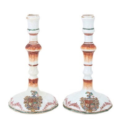 Lot 293 - Pair of Chinese Export Armorial Porcelain...