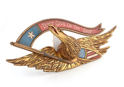 Lot 364 - Painted and Carved Wood Eagle Plaque Second...