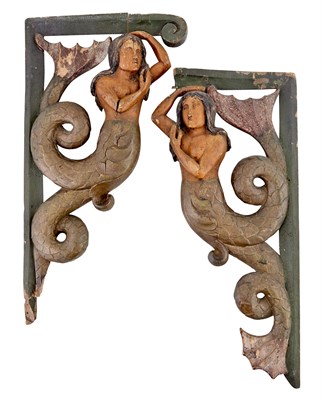 Lot 196 - Pair of Carved and Polychrome Painted Wood...
