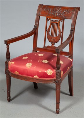 Lot 419 - Pair of Directoire Fruitwood Open Armchairs...