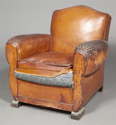 Lot 1009 - Brown Leather Upholstered Club Chair Height 28...