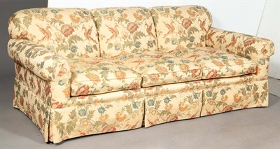 Lot 420 - Silk-Upholsterd Three-Cushion Sofa Height 32...