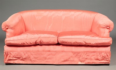 Lot 136 - Pair of Silk-Upholstered Two-Cushion Sofas...