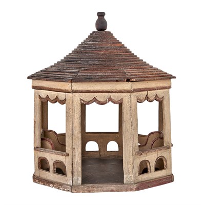 Lot 396 - Painted Wood Gazebo Model Of hexagonal form,...