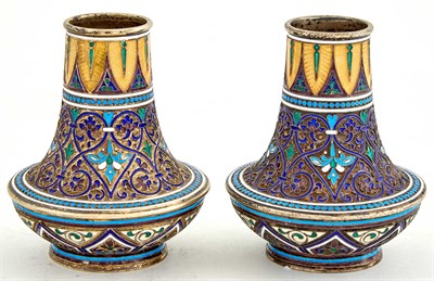 Lot 183 - Pair of Russian Silver-Gilt Cloisonné and...
