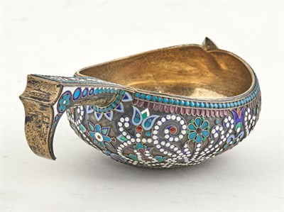 Lot 179 - Russian Silver-Gilt and Cloisonné Enamel Kovsh...
