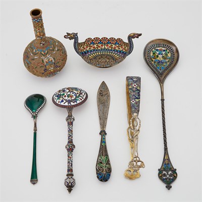 Lot 200 - Group of Continental Silver and Enamel...