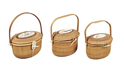 Lot 248 - Group of Three Lidded Lightship Basket Purses...