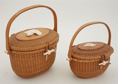 Lot 261 - Two Stephen Gibbs Lidded Lightship Basket...