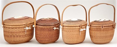 Lot 246 - Group of Four Lidded Lightship Basket Purses...