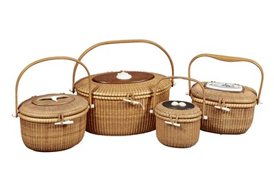 Lot 276 - Group of Four Lidded Lightship Basket Purses...