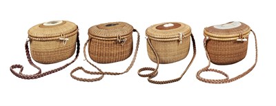 Lot 291 - Group of Four Woven Leather Handled Baskets...