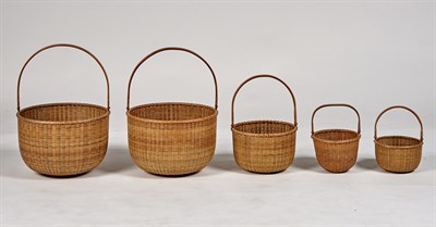 Lot 243 - Group of Four Round Open Baskets with Bail...