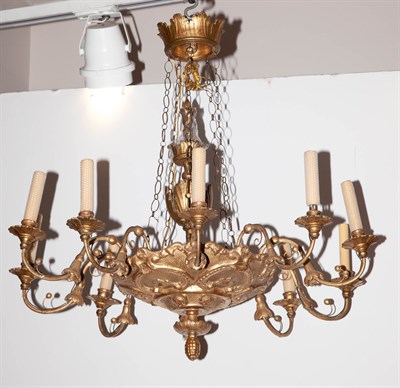 Lot 356 - Continental Neoclassical Giltwood Ten-Light...