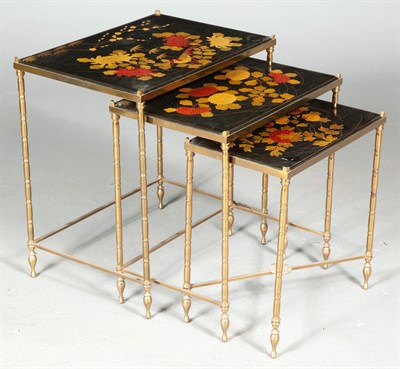 Lot 315 - Nest of Three Japanned, Parcel-Gilt and...