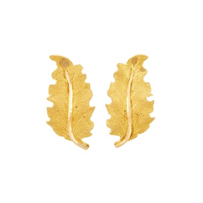 Lot 295 - Pair of Two-Color Gold Leaf Earclips, Mario Buccellati