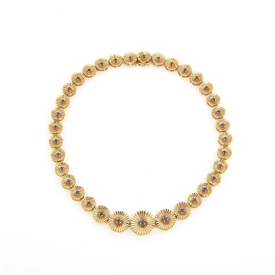 Lot 1633 - Gold and Sapphire Necklace