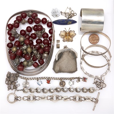 Lot 1810 - Group of Silver and Metal Jewelry and Items