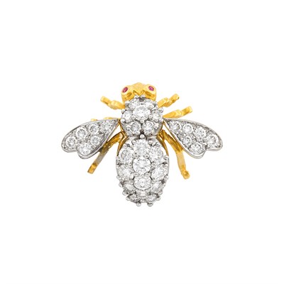 Lot 613 - Two-Color Gold and Diamond Insect Pin