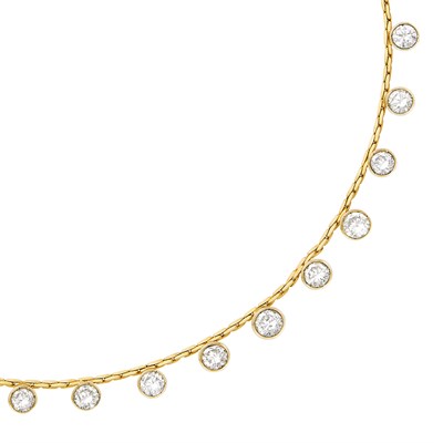 Lot 706 - Two-Color Gold and Diamond Fringe Necklace