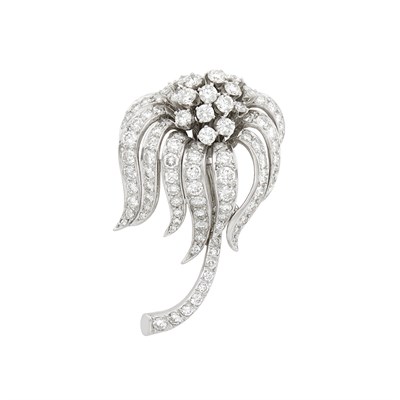 Lot 582 - Platinum and Diamond Flower Brooch