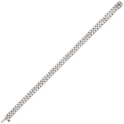 Lot 797 - Double Strand Platinum and Diamond Bracelet