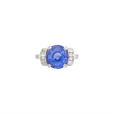 Lot 497 - Platinum, Sapphire and Diamond Ring
