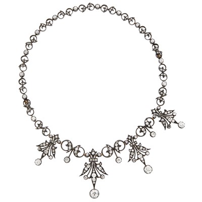Lot 161 - Antique Silver, Gold and Diamond Necklace