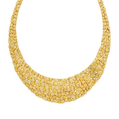 Lot 665 - Two-Color Gold Bib Necklace