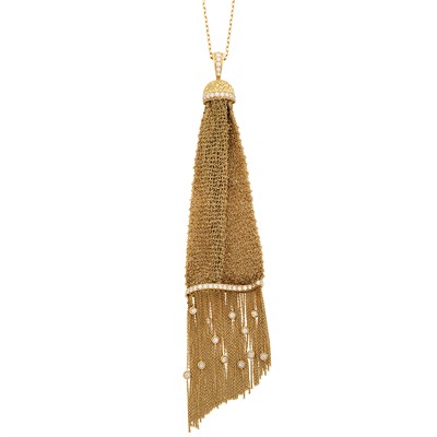 Lot 407 - Gold and Diamond Mesh 'Delilah' Pendant-Necklace, Boucheron, France