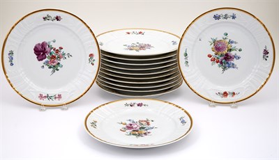 Lot 285 - Set of Thirteen Royal Copenhagen Gilt and...