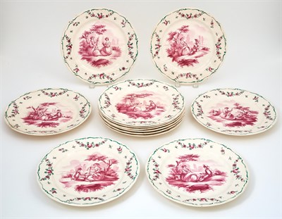 Lot 317 - Set of Twelve French Hand-Painted Porcelain...
