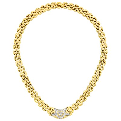 Lot 249 - Gold and Diamond Heart Necklace