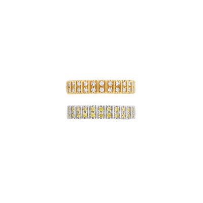 Lot 285 - Pair of White and Yellow Gold and Diamond Band Rings, Boucheron, France