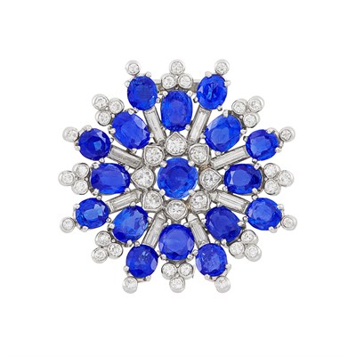 Lot 205 - Platinum, Sapphire and Diamond Clip-Brooch